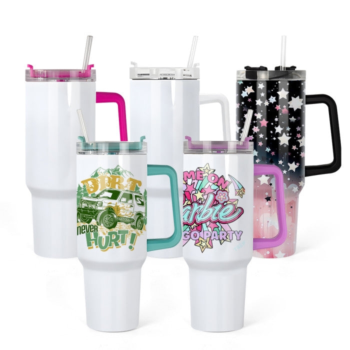 40oz COLORED Handle Sublimation Tumblers