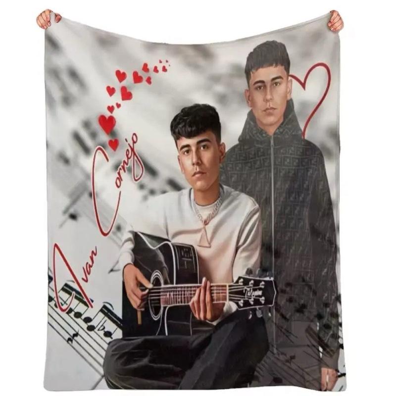 Ivan Cornejo Throw Blanket Cozy Fan Gift for Music Lovers Featuring Guitar Design and Heart Motifs High-Quality Microfiber Fleece 50 x 60 in Machine Washable