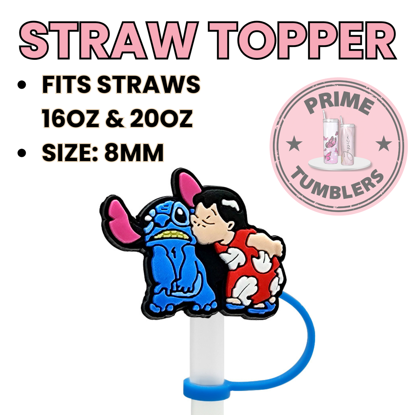 LILO and Stitch 8MM Straw Topper (Regular Size) – Silicone Straw Cover for Tumblers 16oz and 20oz
