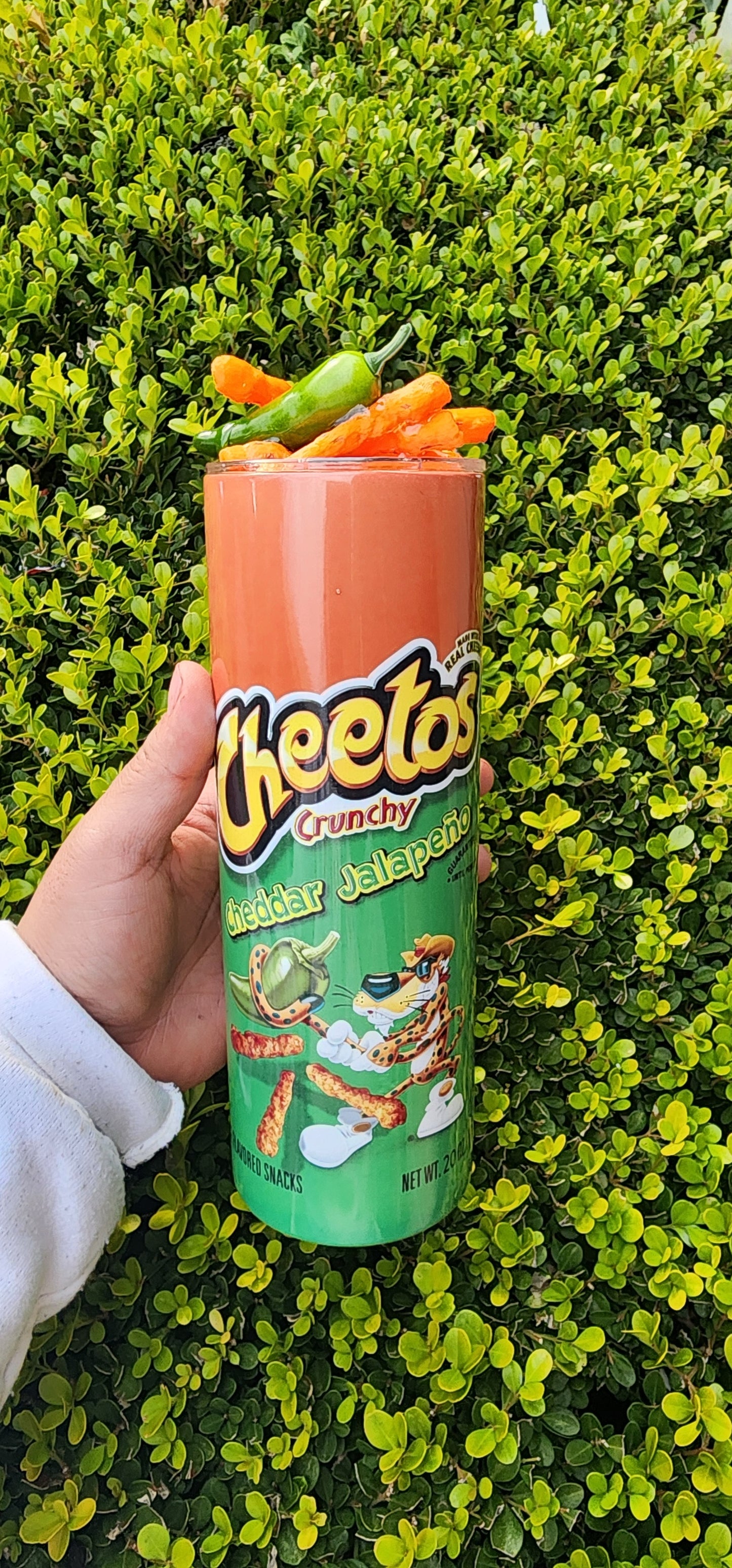 Jalapeño Cheetos chips tumbler with Lid Topper