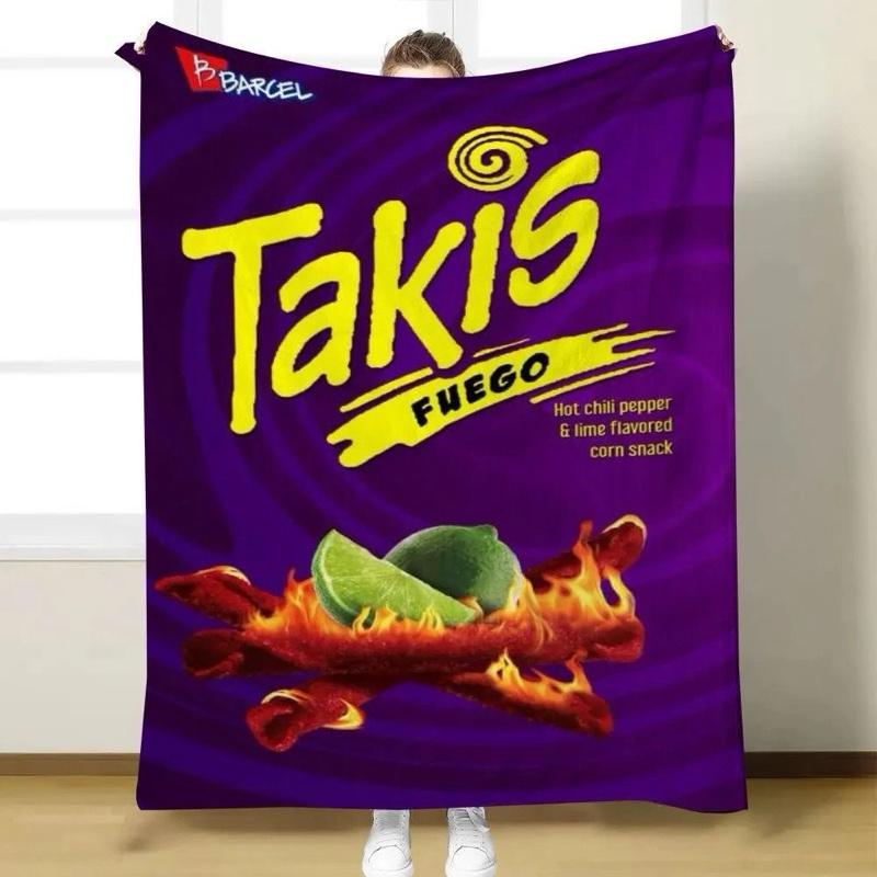 Taki Spicy Snack-Inspired Blanket Bold Design with Chili & Lime Vibes 50in x 60in Super Soft Microfiber Fleece Machine Washable Gift