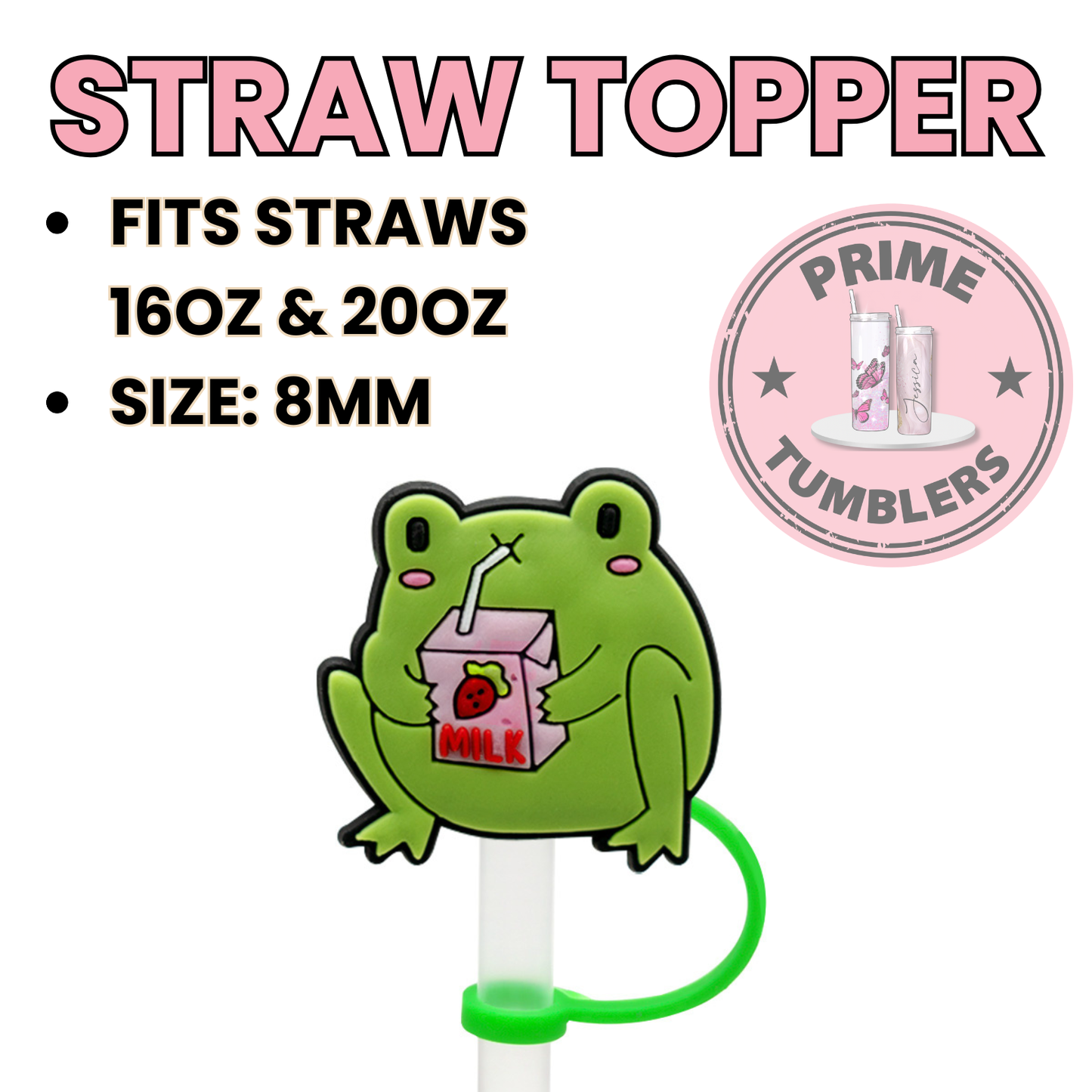 Frog Juice 8MM Straw Topper (Regular Size) – Silicone Straw Cover for Tumblers 16oz and 20oz