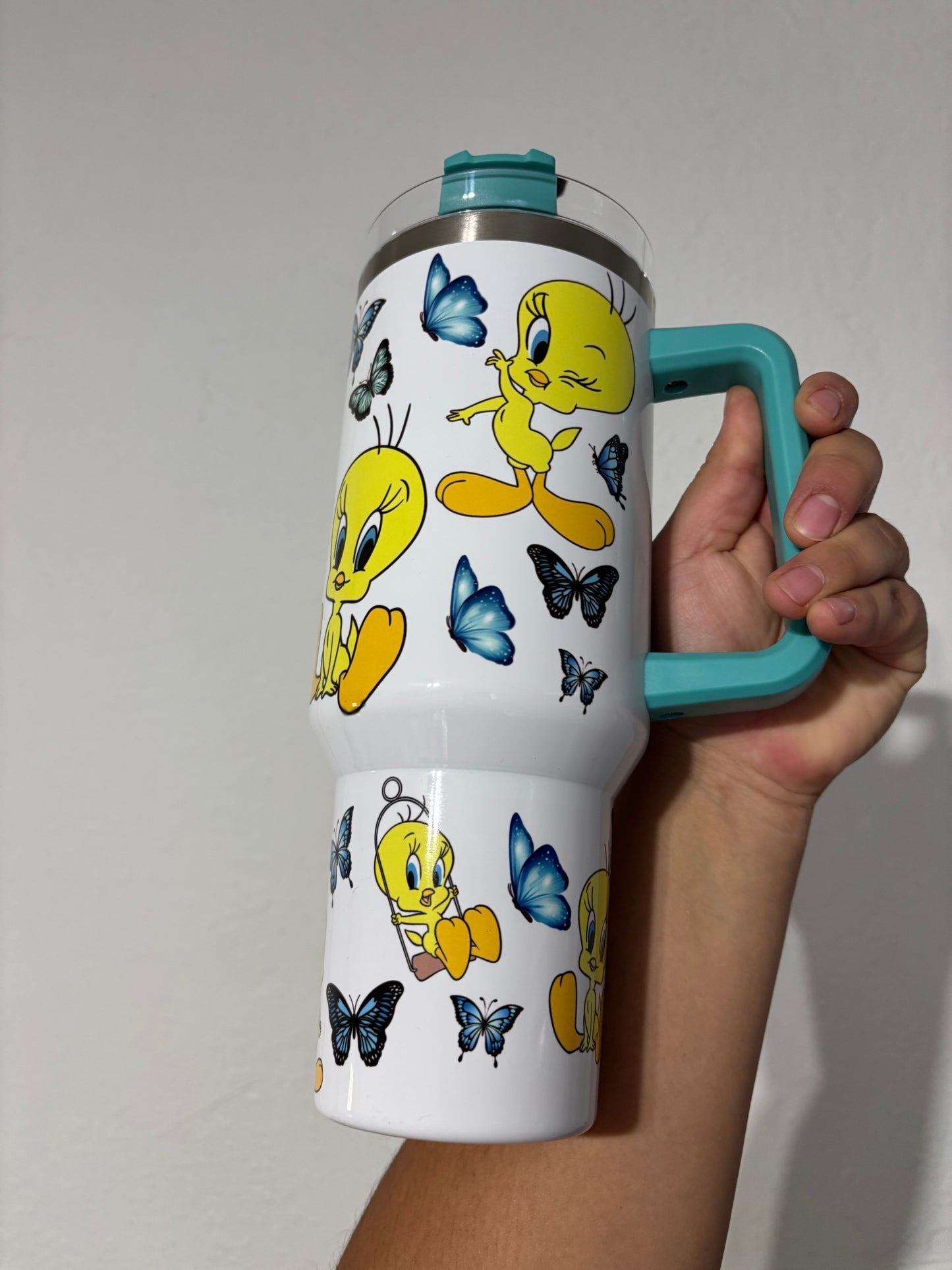 Looney Tunes Tweety Bird 40oz Stainless Steel Tumbler | Stanley Dupe by Prime Tumblers: Teal Blue