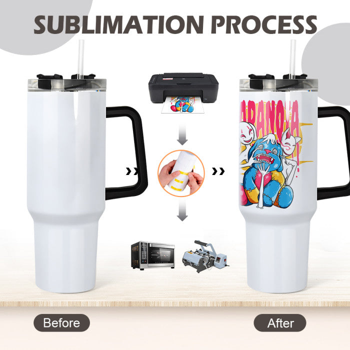 40oz BLACK Handle Sublimation Tumblers