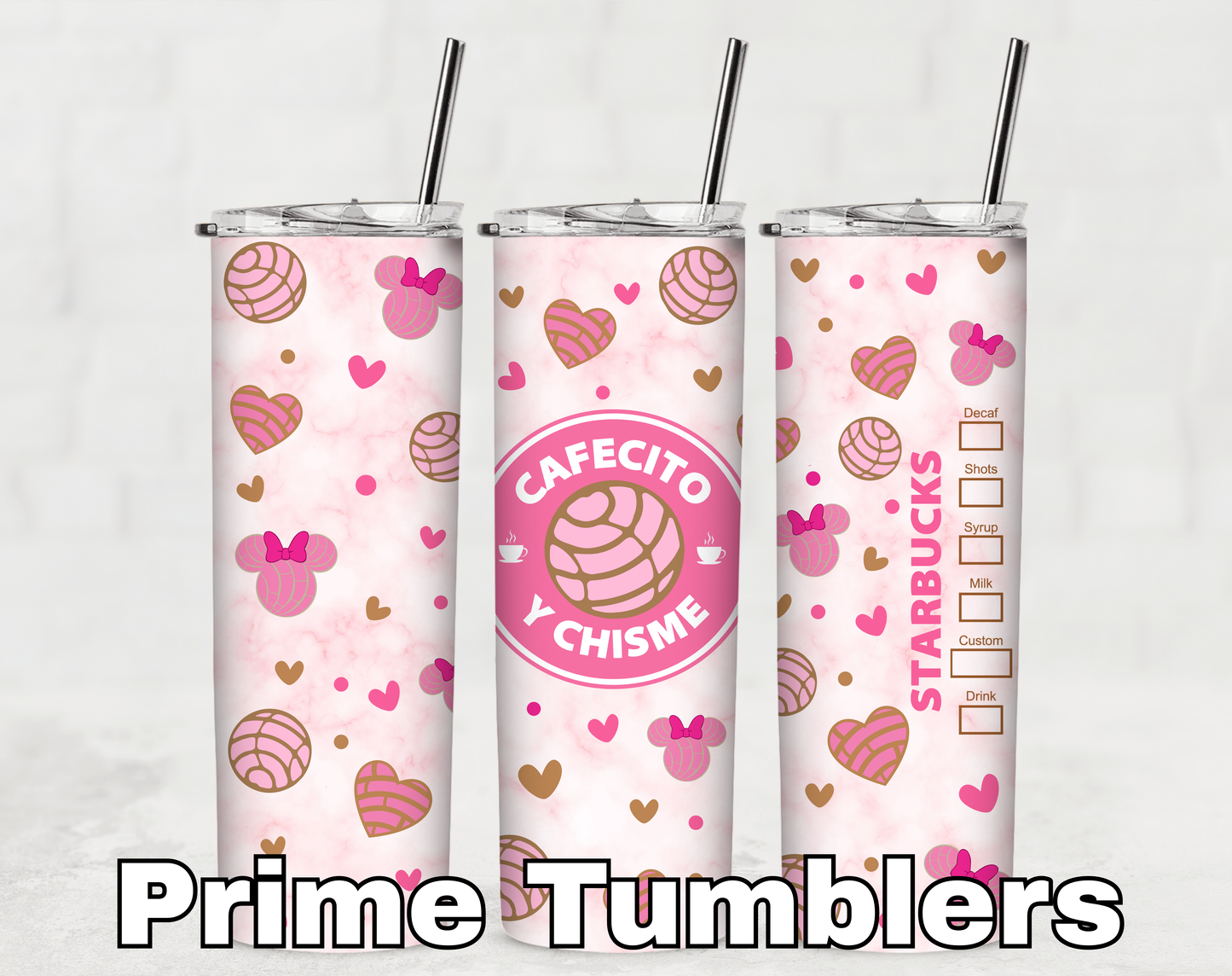 Cafecito y Chisme Tumbler PNG conchas