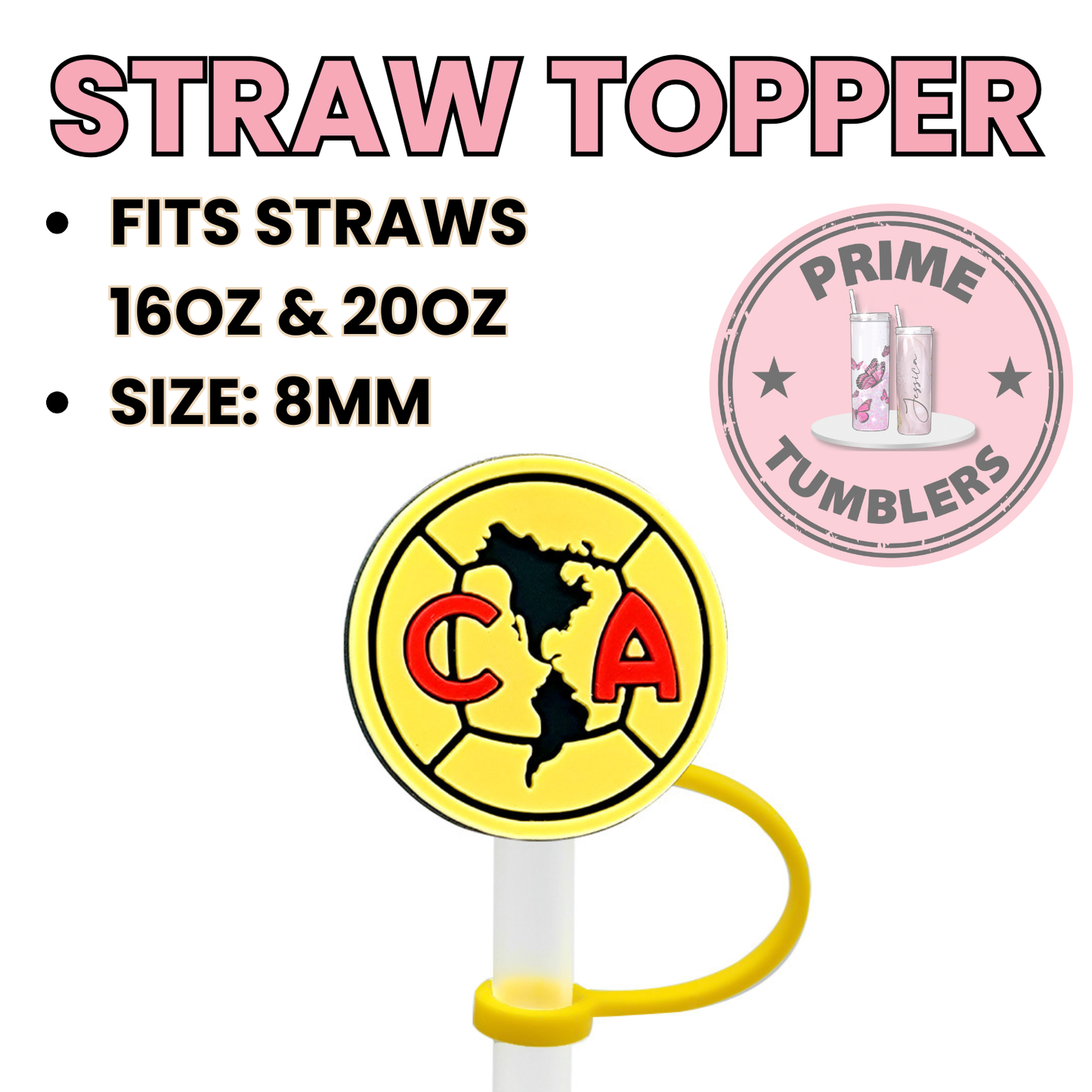 America 8MM Straw Topper (Regular Size) – Silicone Straw Cover for Tumblers 16oz and 20oz