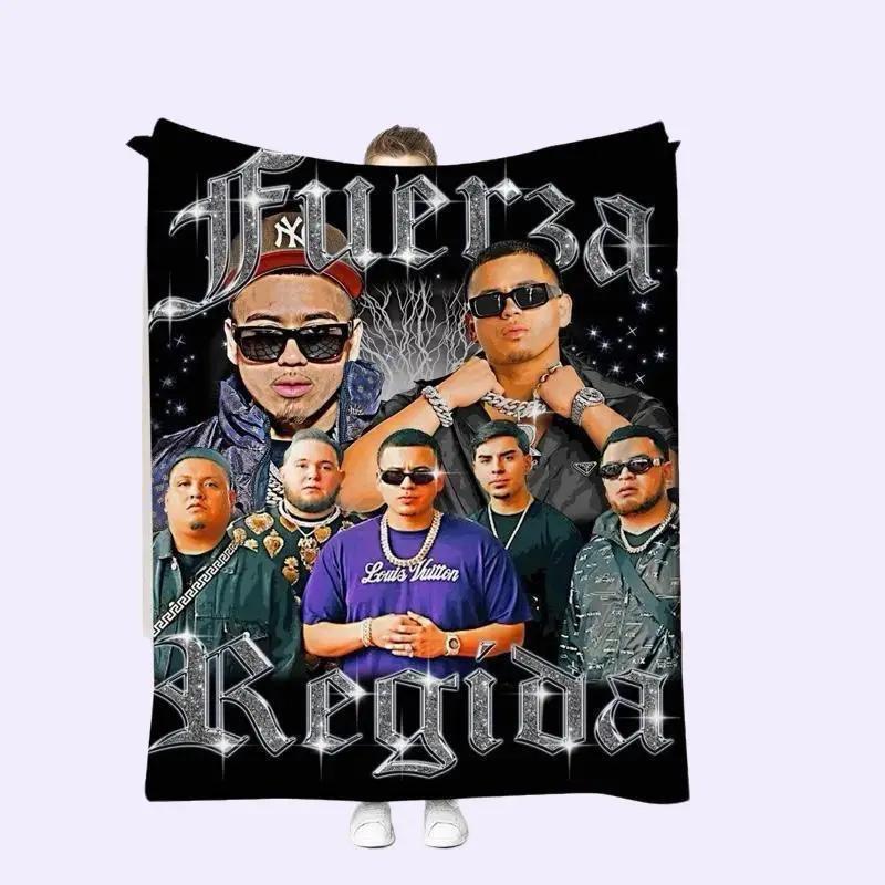 American regional Mexican band Fuerza Regida soft throw Blanket Cobija singer Jesús Ortíz Paz, Samuel Jáimez, Khrystian Ramos, José "Pelón" García, and Moisés López
