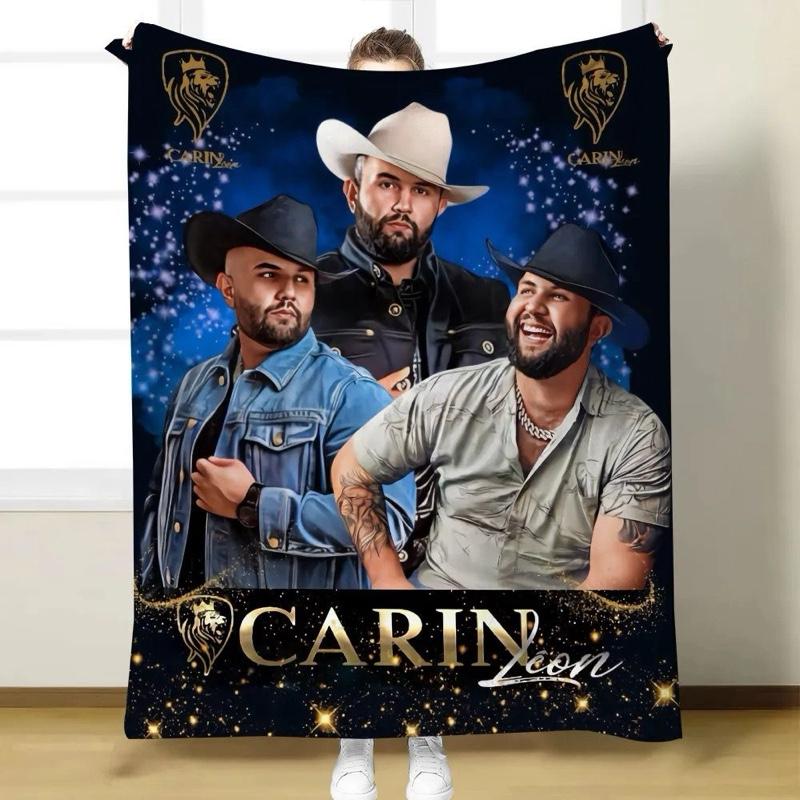 Carin León Plush Throw Blanket Music Fan Edition Featuring Iconic Band Members Glittering Design Ultra Soft Microfiber Fleece 50in x 60in Machine Washable Perfect Gift