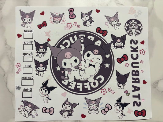 KUROMI bows sublimation 20oz Print SANRIO