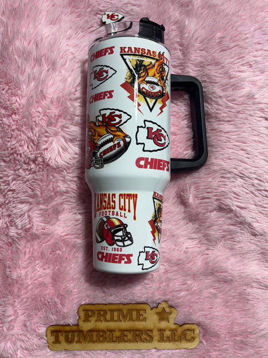 Kansas City Chiefs Football team 40oz Stainless Steel Tumbler | Stanley Dupe blue NFL
