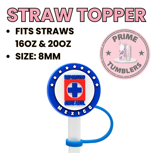 Cruz Azul 8MM Straw Topper (Regular Size) – Silicone Straw Cover for Tumblers 16oz and 20oz