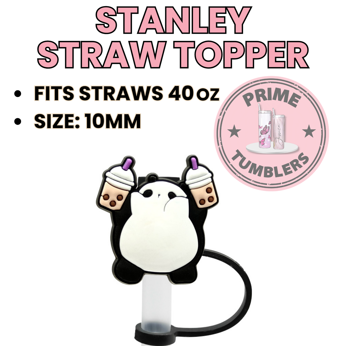 BOBA Panda 40oz Straw Toppers