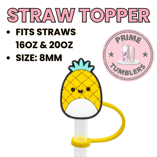 Pineapple 8MM Straw Topper (Regular Size) – Silicone Straw Cover for Tumblers 16oz and 20oz