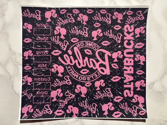 BARBIE blank and Pink sublimation 20oz Print STARBUCKS
