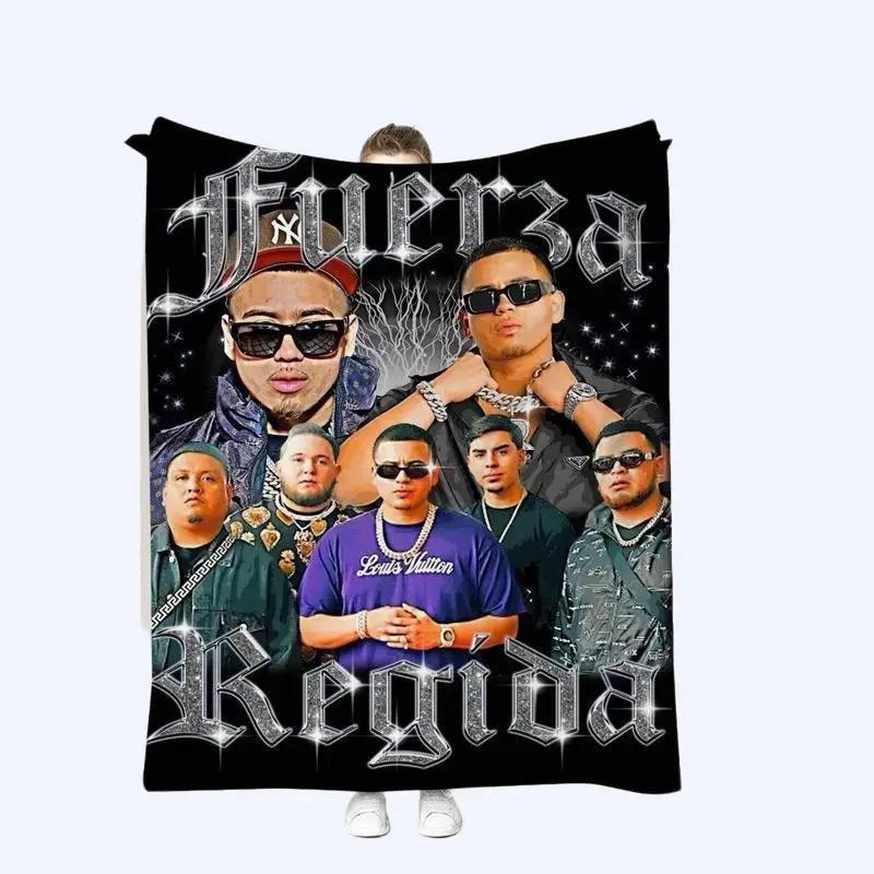 American regional Mexican band Fuerza Regida soft throw Blanket Cobija singer Jesús Ortíz Paz, Samuel Jáimez, Khrystian Ramos, José "Pelón" García, and Moisés López