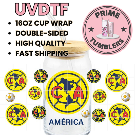 AMERICA soccer Mexico Ready-to-Press UVDTF Transfers, Cup Wrap Decals, Tumbler Prints, 16oz Libbey Glass UV STICKERS Las Aguilas