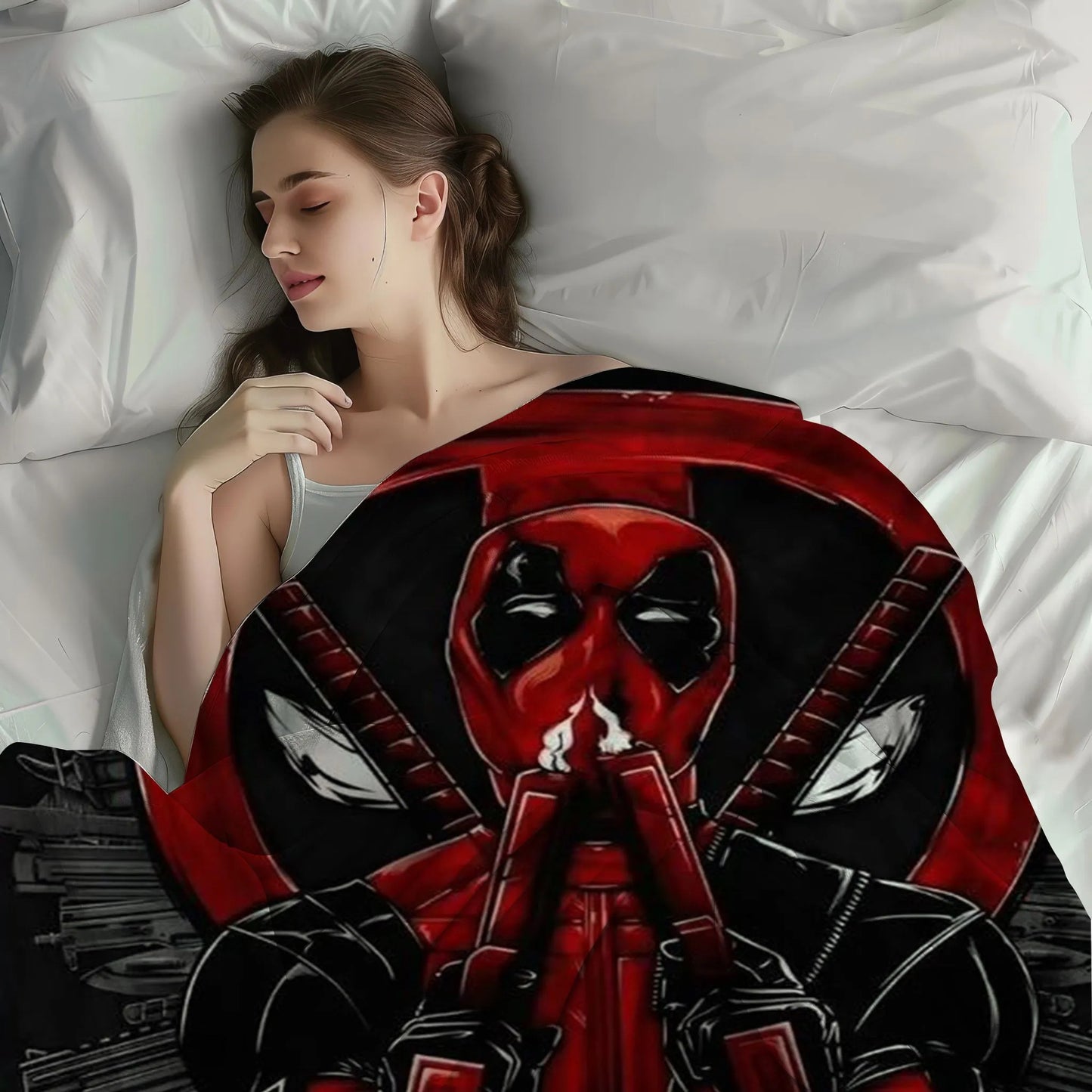 Deadpool Blanket Design Ultra Soft Microfiber Fleece 50in x 60in Machine Washable Perfect Gift