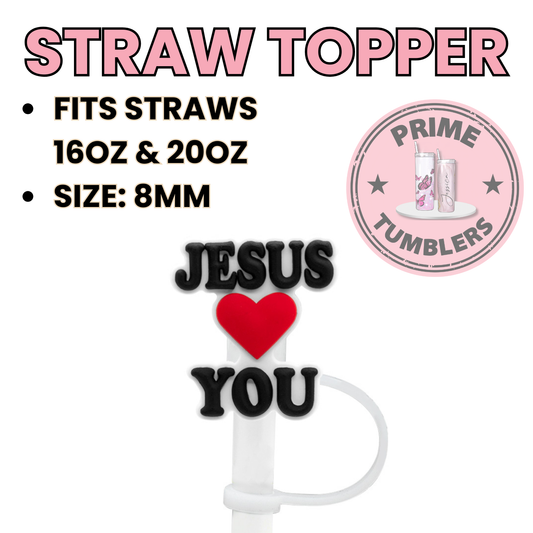 Jesus love You 8MM Straw Topper (Regular Size) – Silicone Straw Cover for Tumblers 16oz and 20oz