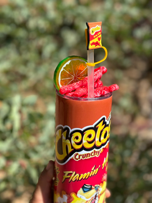 HOT flamin Cheetos tumbler with Lid Topper