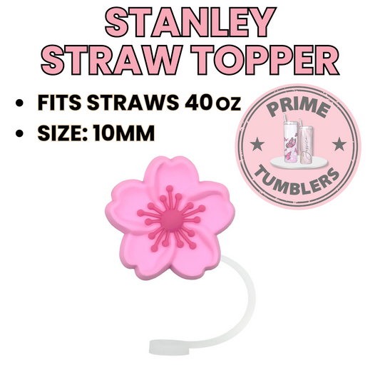 Pink Flower 40oz Straw Topper