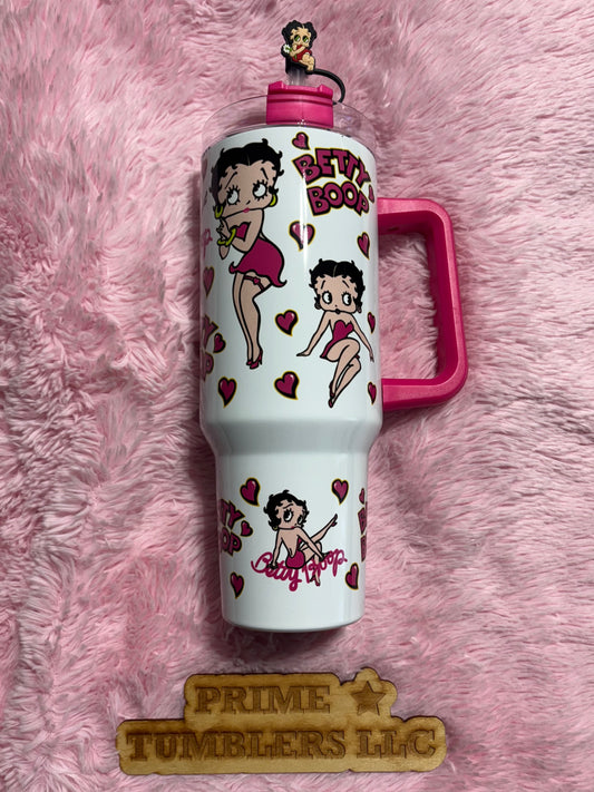 Betty Boop PINK Cartoon character 40oz Stainless Steel Tumbler | Stanley Dupe