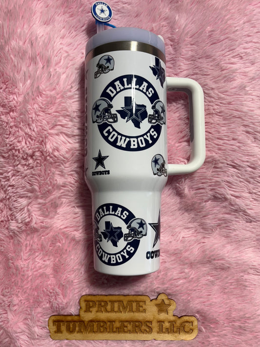 Dallas Cowboys Football team 40oz Stainless Steel Tumbler | Stanley Dupe blue NFL