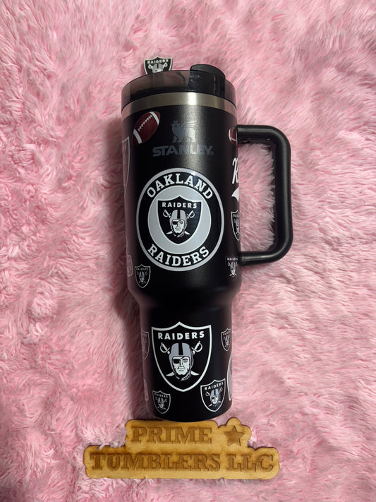 Oakland RAIDERS sports Football team 40oz Stainless Steel Tumbler | black Stanley Dupe