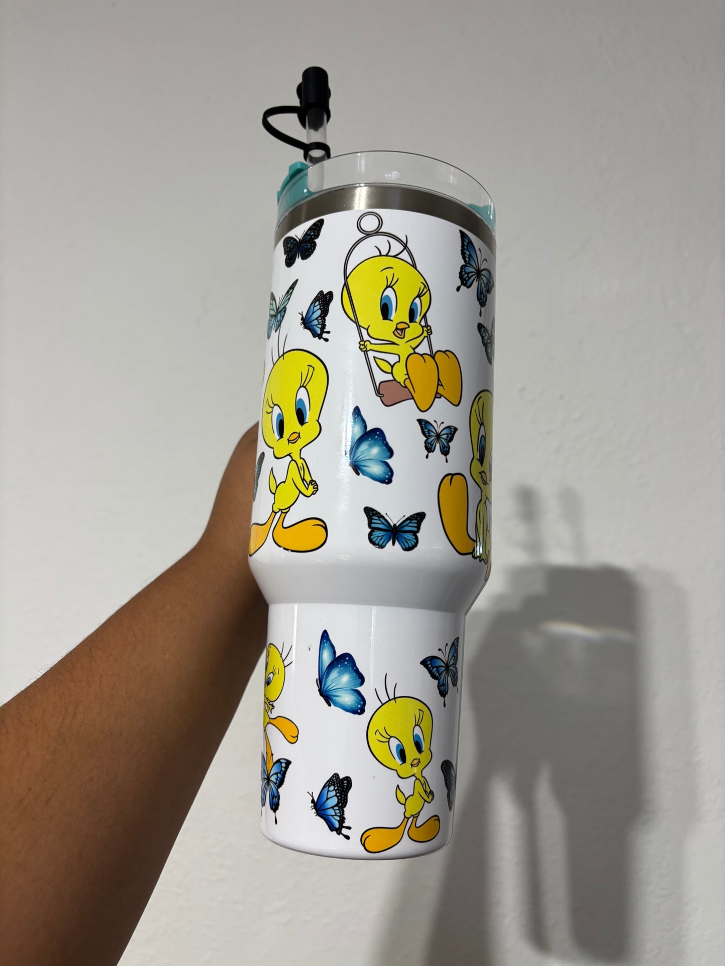 Looney Tunes Tweety Bird 40oz Stainless Steel Tumbler | Stanley Dupe by Prime Tumblers: Teal Blue