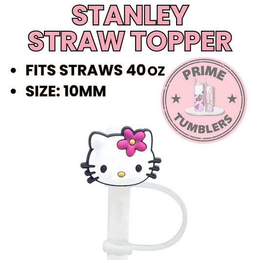 Hello Kitty flower head 40oz Straw Toppers