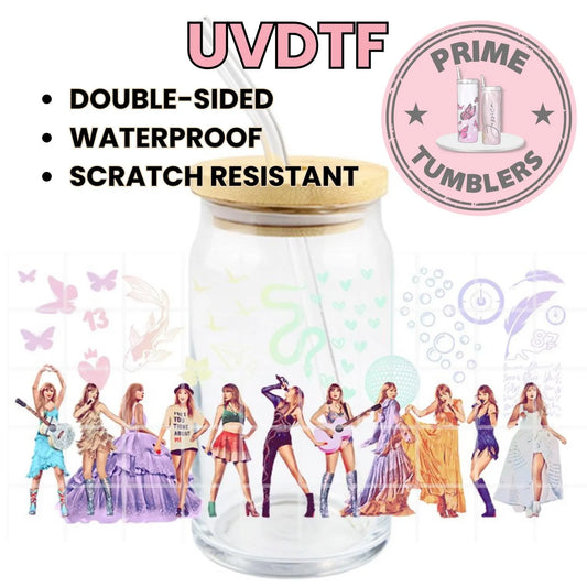 Taylor Swift The Eras Tour cute Swiftie 16oz Glass Can UVDTF cup Wrap