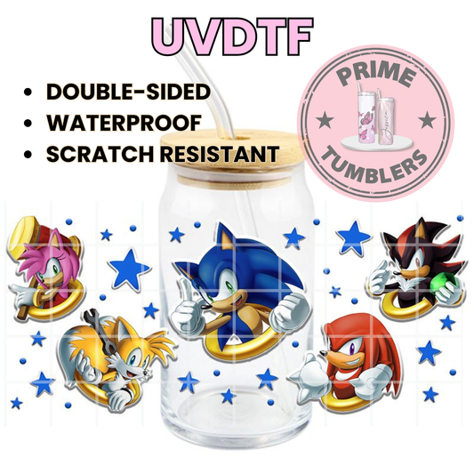 Amy Rose, Tails, Knuckles, Shadow and Sonic the Hedgehog 16oz UVDTF cup wrap, ready to apply STICKERS Decals