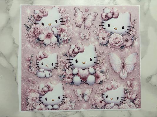 Hello Kitty pink Butterfly and heart sublimation 20oz Print Coffee