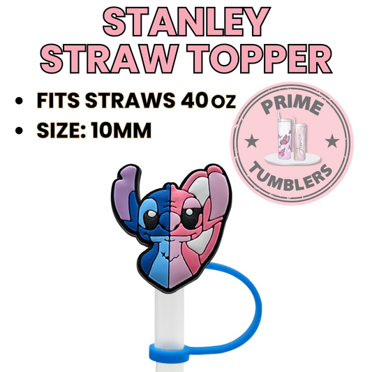 Stitch and Angel 40oz Straw Toppers