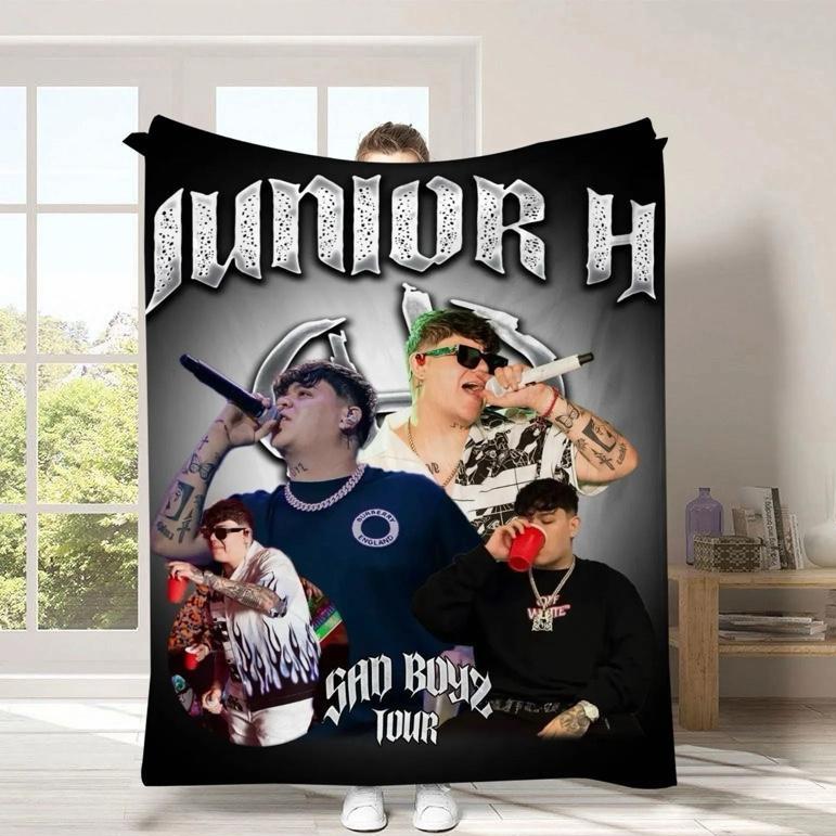 Junior H white Sad Vibes Tour-Inspired Urban Throw Blanket Emotional Music Art 50 x 60 inches Soft Microfiber Fleece for Bed Sofa Wall Décor