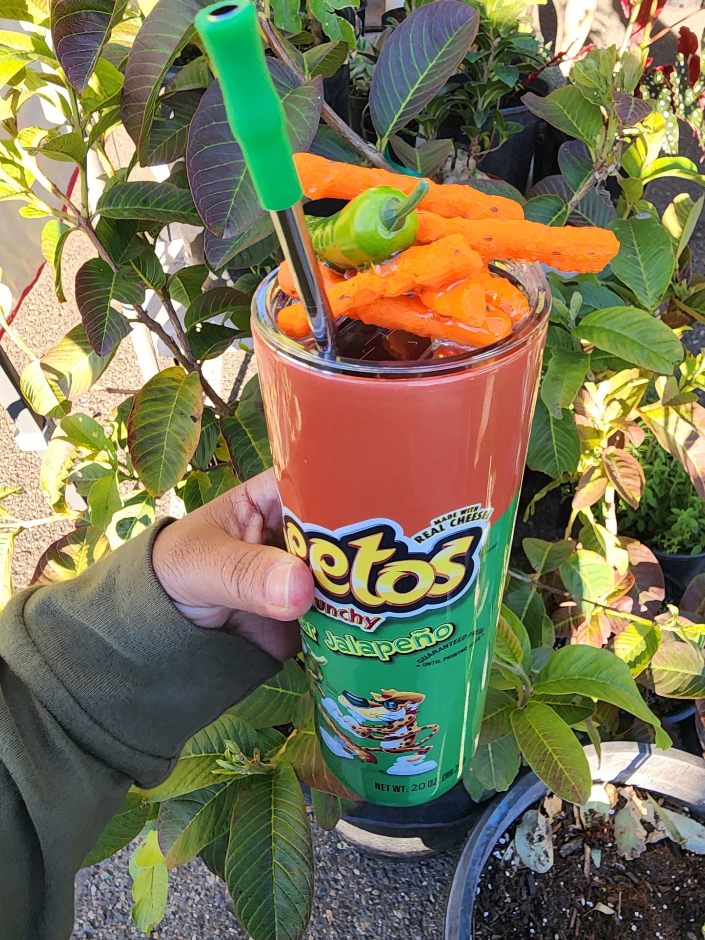Jalapeño Cheetos chips tumbler with Lid Topper