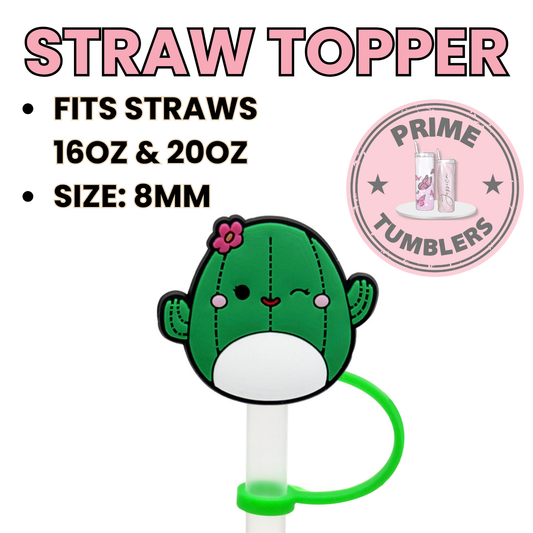 Cactus 8MM Straw Topper (Regular Size) – Silicone Straw Cover for Tumblers 16oz and 20oz