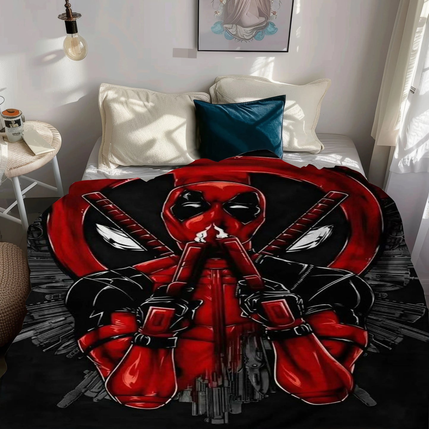 Deadpool Blanket Design Ultra Soft Microfiber Fleece 50in x 60in Machine Washable Perfect Gift