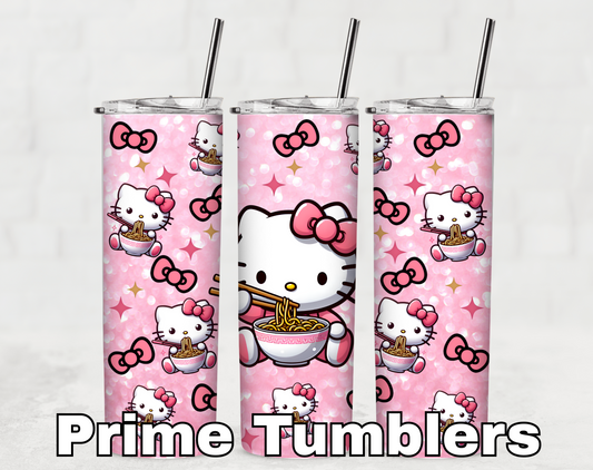 Hello Kitty Noodles pink bows Tumbler wrap PNG
