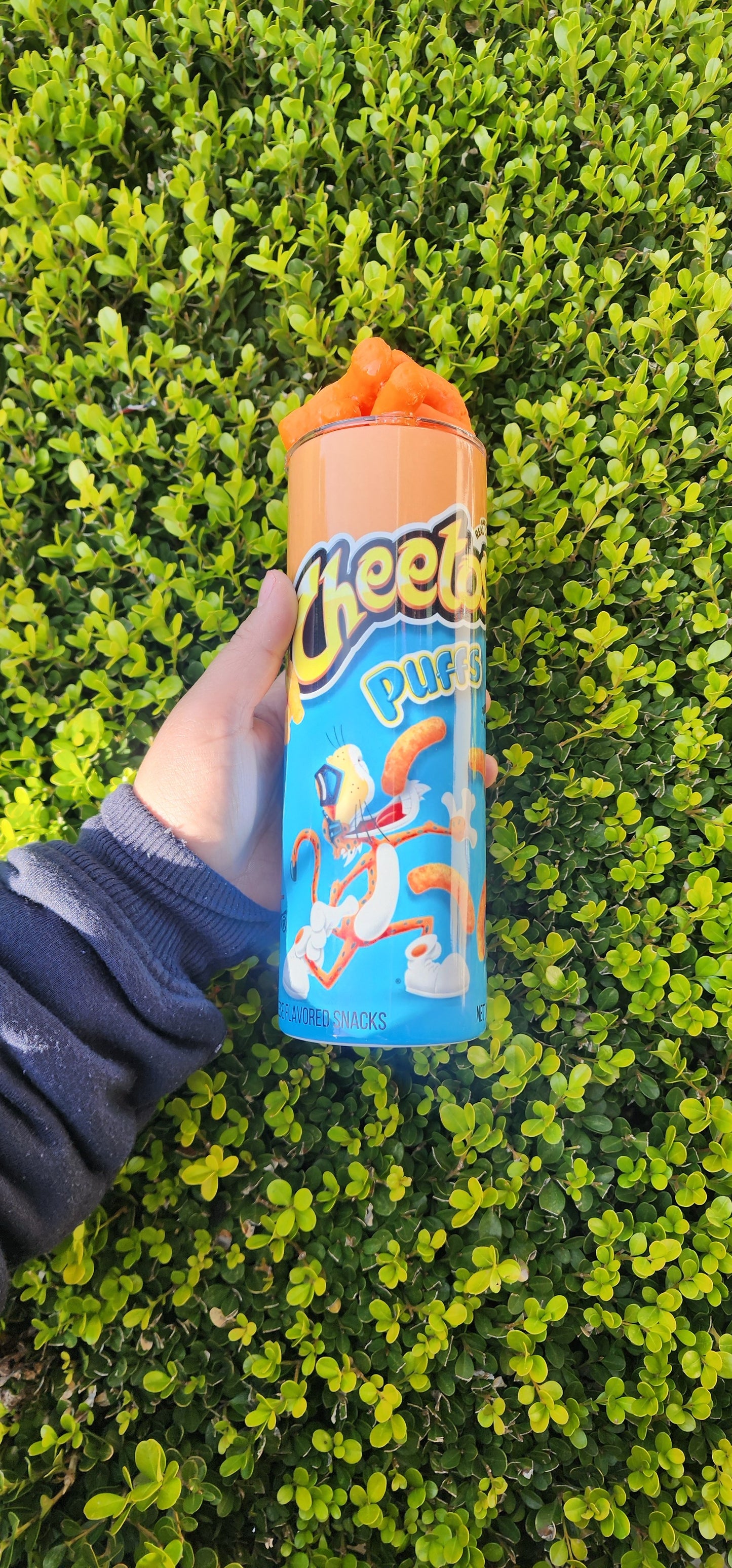 PUFFS Cheetos chips tumbler with Lid Topper