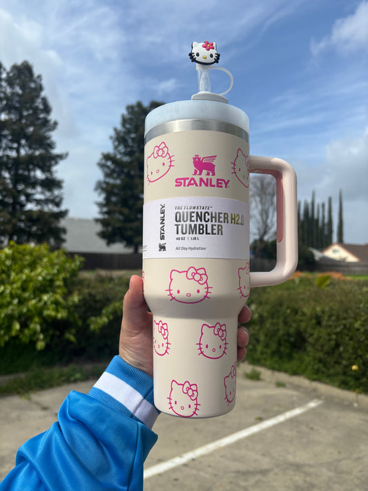 HELLO KITTY cream 40oz Tumbler STANLEY Dupe cup HK off pink