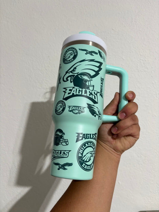 EAGLES Philadelphia Football team 40oz Stainless Steel Tumbler | Stanley Dupe Teal Blue NFL