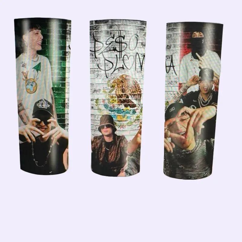 Peso Pluma Mexico Urban Mexican Vibes Tumbler Graffiti Wall Edition 20 oz Double-Wall Stainless Steel Mug with Lid & Reusable Straw Portable Drinkware