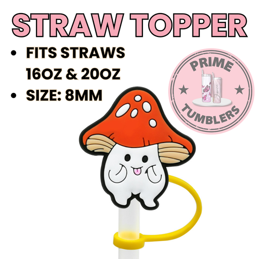 Mushroom 8MM Straw Topper (Regular Size) – Silicone Straw Cover for Tumblers 16oz and 20oz