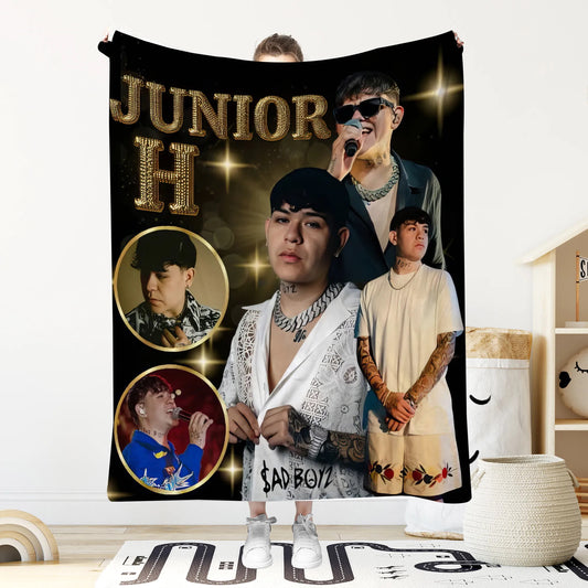 Junior H gold soft Blanket Cobija Decorativa Juvenil – Estilo Urbano con Diseño Musical Moderno unisex