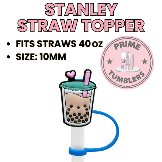 BOBA cup heart 40oz Straw Toppers