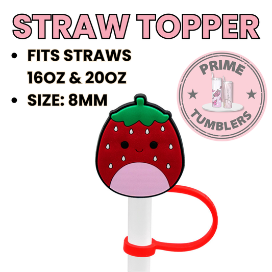 Strawberry face 8MM Straw Topper (Regular Size) – Silicone Straw Cover for Tumblers 16oz and 20oz