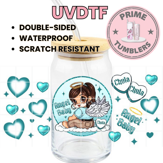 Angel Baby Chula 16oz UVDTF cup wrap, ready to apply STICKERS