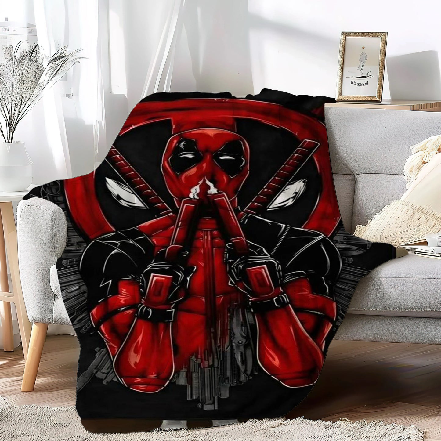 Deadpool Blanket Design Ultra Soft Microfiber Fleece 50in x 60in Machine Washable Perfect Gift
