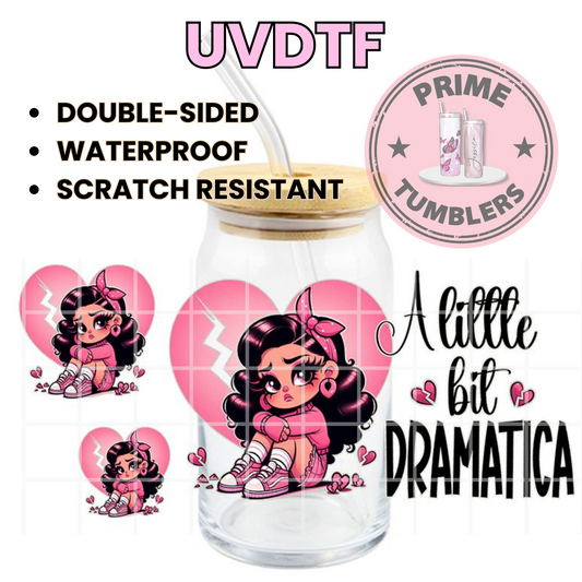 A little bit dramatica 16oz UVDTF cup wrap, ready to apply STICKERS pink