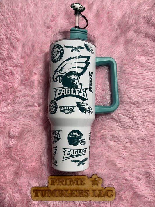 Philadelphia EAGLES Football 40oz Stainless Steel Tumbler | Stanley Dupe Teal Blue NFL